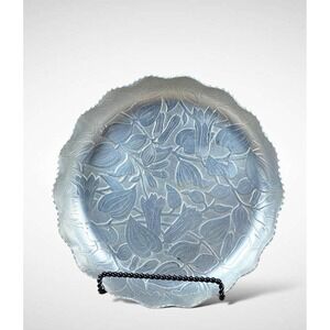 Federal Florette 10 Inch Aluminum Tray Ruffled Edge Serving Tray Embossed Leaves